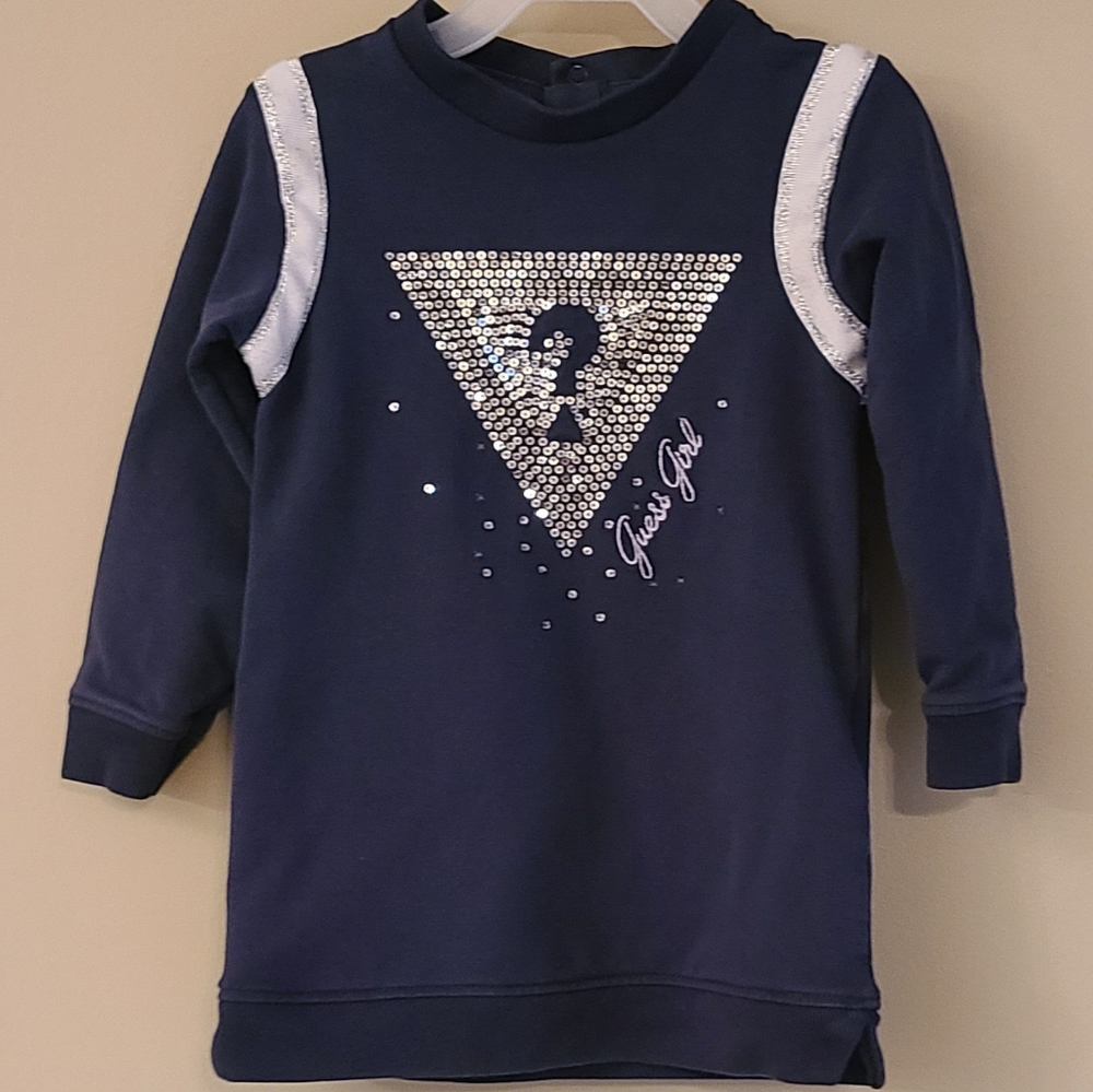 Guess Girl navy long sleeved dress with sequin detail
